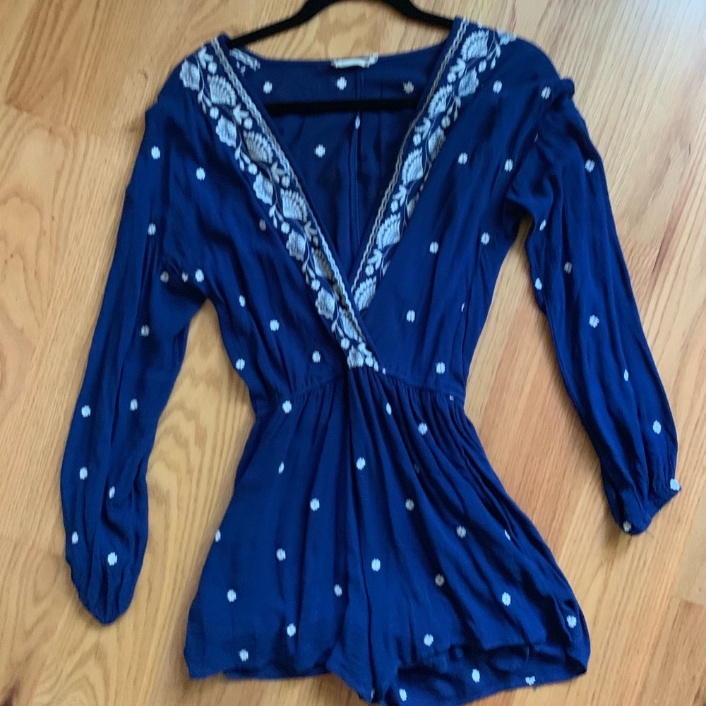 Navy Blue VNeck Romper